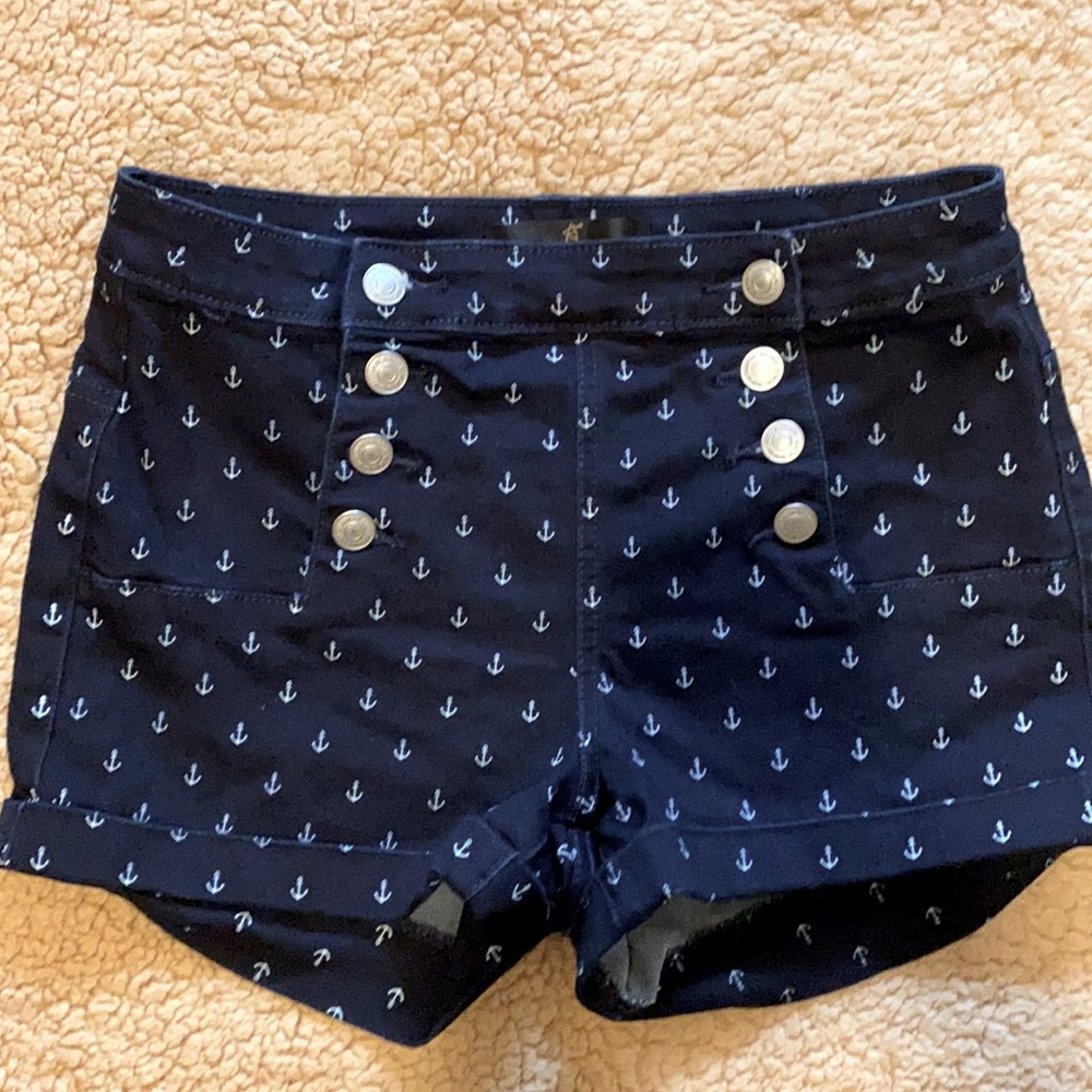 Cute Blue Shorts High Waist Sz 7 - Picture 2 of 3